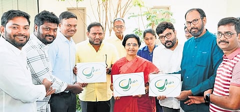 Nara Bhuvaneswari, wife of Chief Minister N Chandrababu Naidu, releases logo of the upcoming Chai Raasta outlets in Kuppam on Thursday.