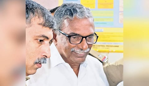 A Padmakumar being taken to Thiruvananthapuram General Hospital for a medical examination.
