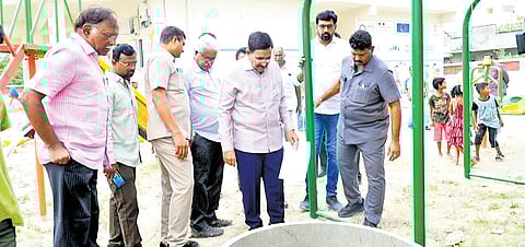 MA&UD Minister P Narayana inspected a host of facilities set up at Venkatapalem and Uddandarayunipalem in Amaravati Capital Region on Friday
