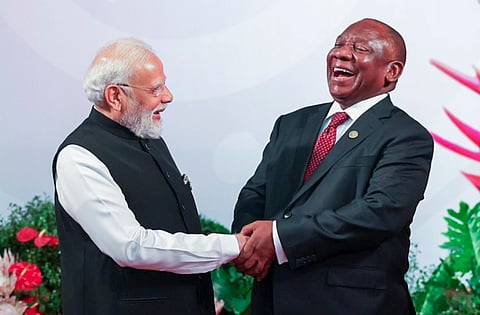 Heads of states gather for a group photo during the G20 leaders' summit, in Johannesburg, South Africa, Saturday, Nov. 22, 2025.