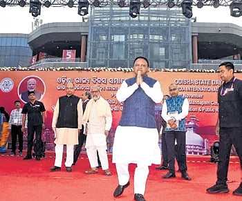 CM Mohan Charan Majhi at Bharat Mandapam in New Delhi on Saturday