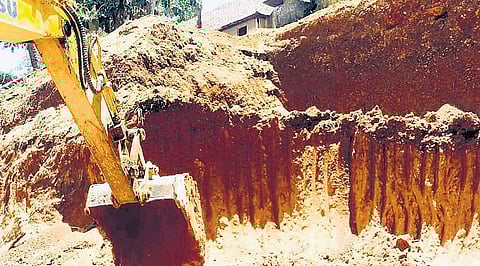 Excavation in progress in the areas surrounding the Sree Janardhana Swamy Temple at Varkala as part of the Swadesh Darshan Scheme 