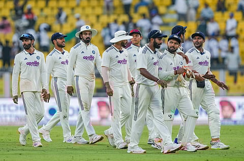 Indian team walks off the field in Guwahati on Day One