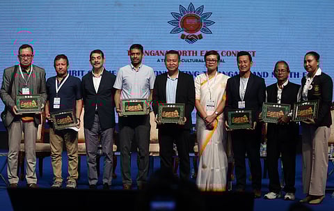 Sports persons, Bureaucrats, Journalists and officials take part in a panel discussion under the topic "Spirit of the Games - Connecting Telangana and North East" as part of the Telangana-North East Connect Sports Festival.