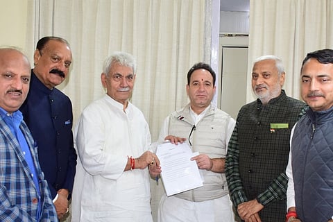 A party delegation, led by Leader of Opposition in the J&K Assembly, Sunil Sharma, met Lieutenant Governor Manoj Sinha on Saturday and submitted a memorandum, seeking corrective action and a review of the admission norms. 