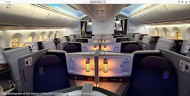 Pic of the
retrofitted 787-8 aircraft.