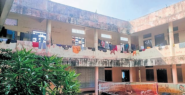 the dilapidated state of the hostel building