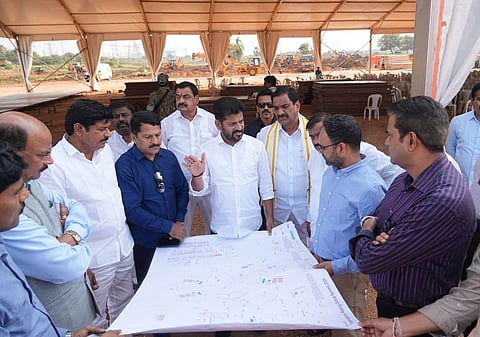 Chief Minister A Revanth Reddy reviews the arrangements for the Telangana Rising Global Summit in Hyderabad.