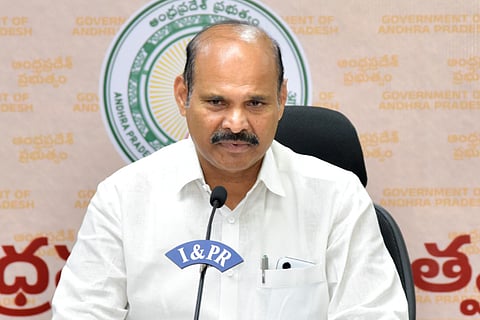Housing and Information Minister Kolusu Parthasarathi addressing the media on Tuesday. 