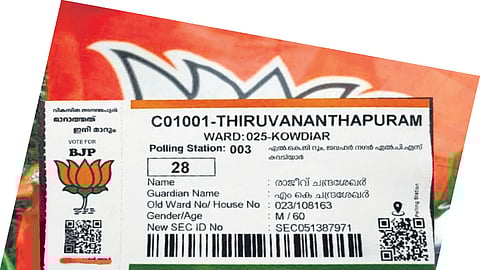 Scanning the first QR code directs voters to a video message from BJP state president Rajeev Chandrasekhar. The second QR code guides voters to their respective polling booths using Google Maps. 