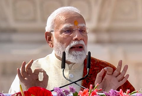President Droupadi Murmu ddressing the Constitution Day event at the Central Hall of the Old Parliament building.