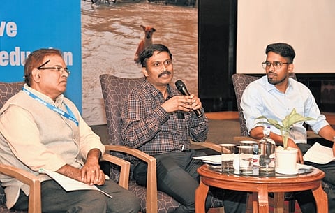 Speakers at the conference in Hyderabad on Thursday.