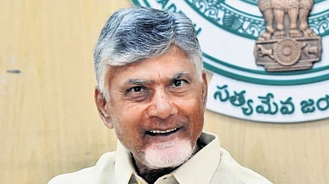 CM Nara Chandrababu Naidu during meeting with Amaravati farmers on Thursday. 