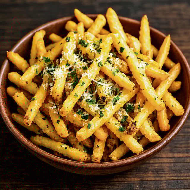 French fries with truffle shavings