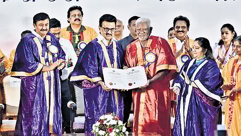 Chief Minister MK Stalin during the convocation of Tamil Nadu Dr J Jayalalithaa Music and Fine Arts University in Chennai on Friday 