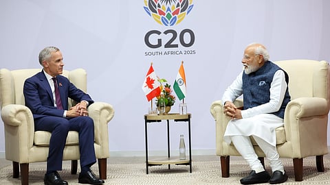 Prime Minister Narendra Modi during a meeting with Canada Prime Minister Mark Carney.