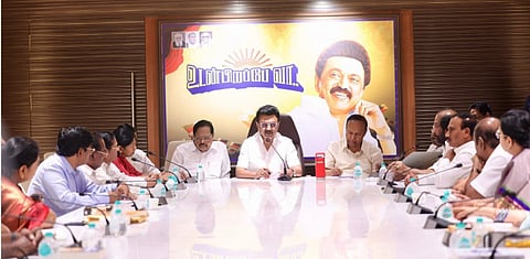 CM MK Stalin in DMK Parliamentarians meet