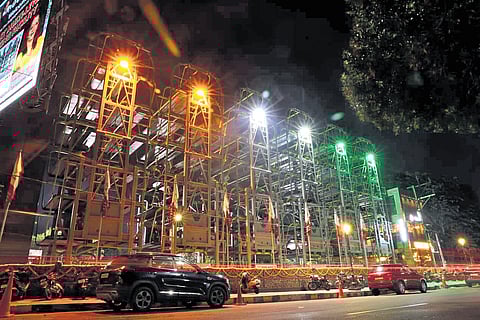 The multi-level parking facility that was inaugurated by Hyderabad Mayor Gadwal Vijayalaxmi near KBR Park on Saturday 