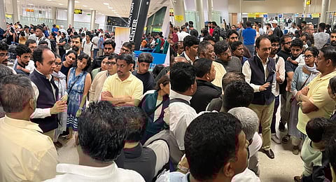 In this image posted on Nov. 30, 2025, Indian Air Force personnel evacuate stranded passengers from cyclone-hit Sri Lanka.