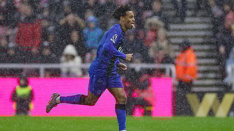 Bournemouth's Tyler Adams celebrates scoring their side's second goal of the game during the Premier League match at the Stadium of Light in Sunderland on Saturday Nov. 29, 2025.