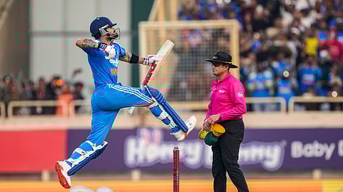 Virat Kohli celebrates his century in Ranchi