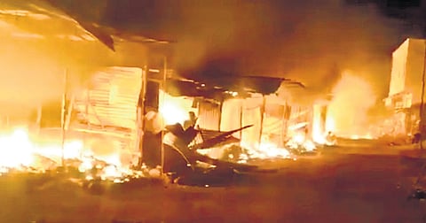 Fire tenders from Jagtial, Karimnagar and neighbouring districts were deployed to douse the flames.