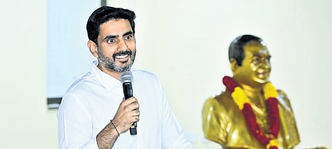 IT Minister Lokesh during the ‘Coffee Kaburlu’ programme in Mangalagiri 