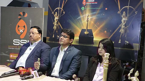 SSI founder Dr Sarthak Patnaik & SNM group MD Prabodh Mohanty addressing the media