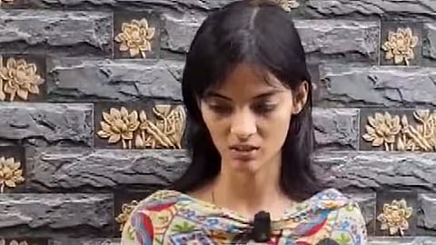 Aanchal Mamidwar talking to media after her 'marriage' to her deceased lover.