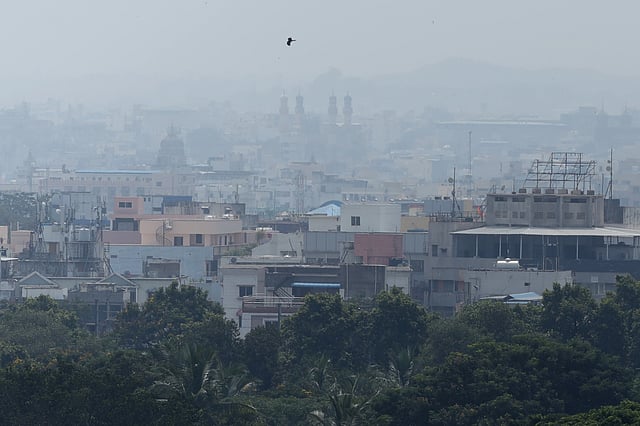 View of the iconic Charminar marred by air pollution.