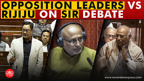 Union Minister Kiren Rijiju speaks during the Winter Session of Parliament in New Delhi, Tuesday, Dec. 2, 2025. 