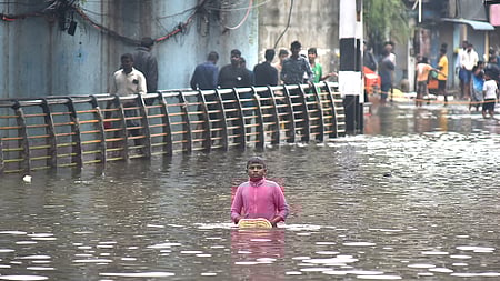 Flooded Ganeshpuram subway in Vyasarpadi due to Cyclone Ditwah in Chennai