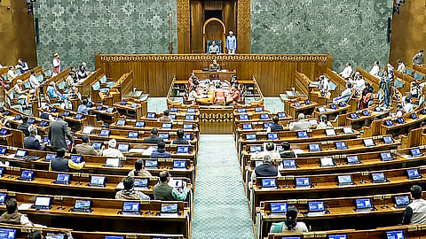 Lok Sabha Speaker Om Birla conducts the proceedings in the House during the Winter Session of Parliament in New Delhi, Wednesday, Dec. 3, 2025.