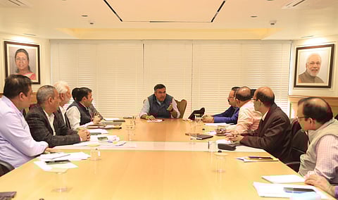 PWD Minister Parvesh Sahib Singh Verma with officials. 