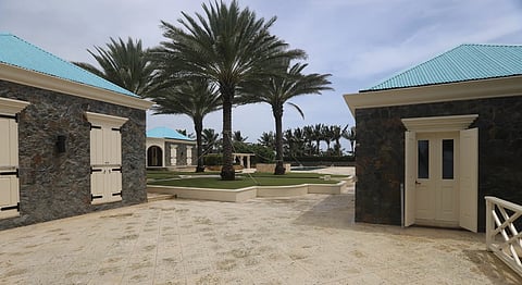 This undated handout photo shows an exterior view of Jeffrey Epstein's home on his private island, Little St. James Island, US Virgin Islands. 