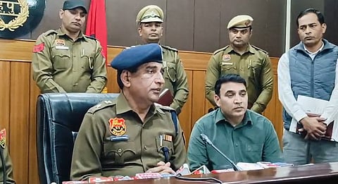 Bhupendra Singh, Superintendent of Police of Panipat addressing media.