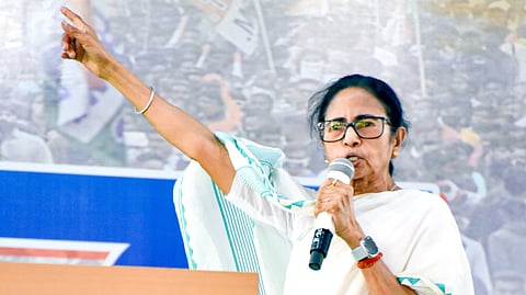 West Bengal Chief Minister Mamata Banerjee during a public rally at Berhampore, in Murshidabad district, West Bengal, Thursday, Dec. 4, 2025. 