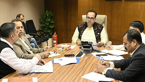 Health Minister Pankaj Kumar Singh holds meeting at Delhi Secretariat on Thursday