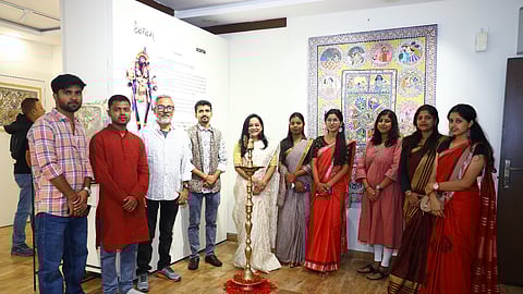 Presenter Annapurna Madipadiga and curator Avinash Karn, along with artists