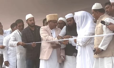 Suspended Trinamool Congress (TMC) legislator Humayun Kabir along with visiting clerics lays foundation stone for a mosque modelled on the demolished Babri Masjid in West Bengal's Murshidabad district.