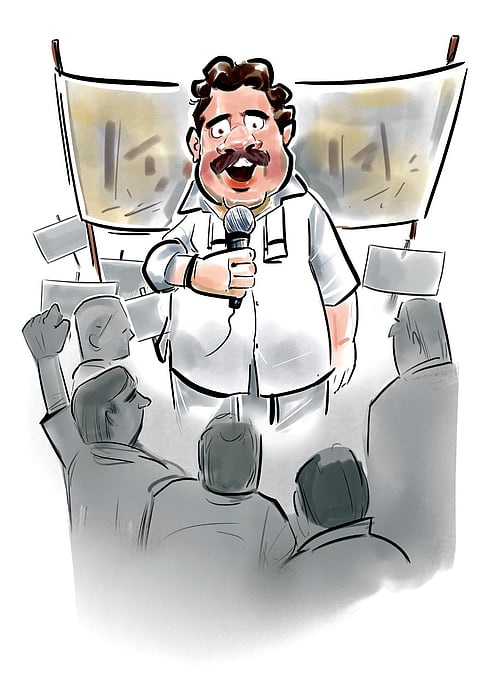 Campaign posters of DMK and AIADMK candidates who are contesting in the state’s upcoming civic polls.