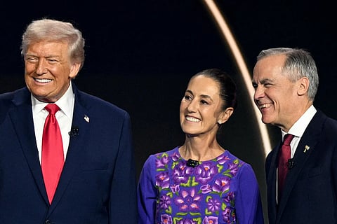 US President Donald Trump met  Canadian Prime Minister Mark Carney and Mexican President Claudia Sheinbaum on the sidelines of the draw for the 2026 World Cup on Friday.