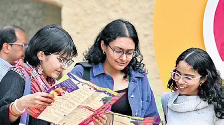 Visitors at the Bengaluru Literature Fest at Freedom Park on Sunday 