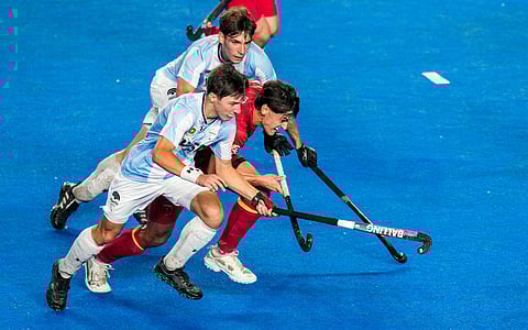 Action from the match between Argentina and Spain