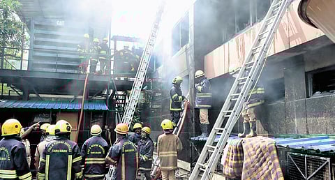 The fire started around 8.30 am and after a struggle of nearly 4 hours, it was put out around 12.30 pm, fire and rescue services personnel said 