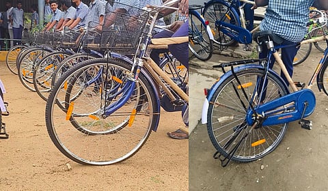 Students say bicycles were found to have defects such as airless tyres, missing inner tube valves, improperly fitted brakes, non-functional bells, and bent wheel rims.