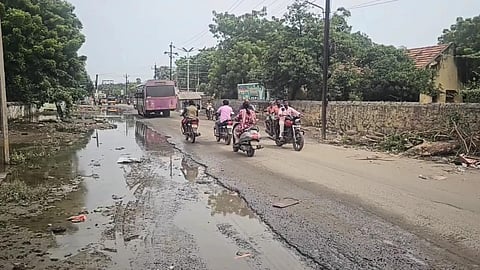 Road with extensive damage