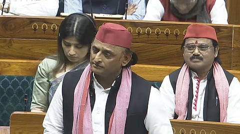 Samajwadi Party MP Akhilesh Yadav participates in the debate on 150 years of Vande Mataram in Lok Sabha. 