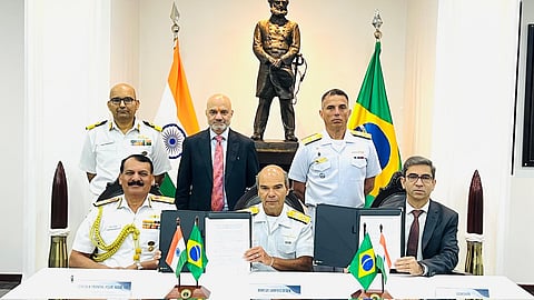 A MoU was signed between the Indian Navy, Brazilian Navy, and 
Mazagon Dock Ltd on exchange of information related to maintenance of Scorpène-class submarines & other naval vessels.