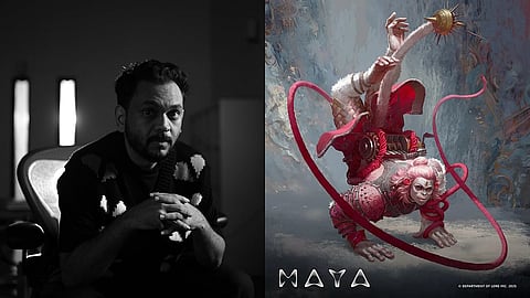 Anand Gandhi (left) and an image from MAYA